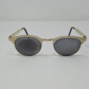 Vintage Industrial Gold Tone Sunglasses Oval Lens Taiwan Hip Hop Grunge 90s